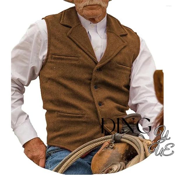 Herrenwesten Jagd im Alter von Herren Tweed Weste Fischgrätenhochzeit Retro Casual Wool Business XS-3XL