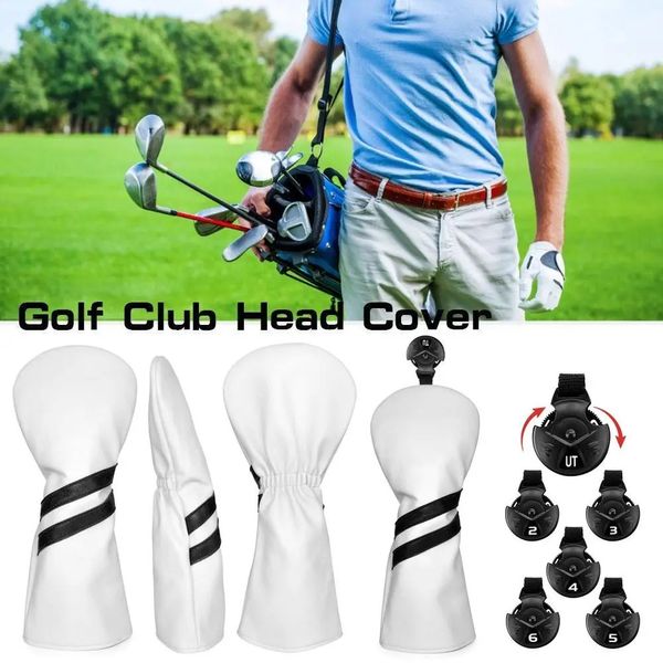 Weißer Golfclub -Mitarbeiter für Fahrer Fairway Wood Hybrids Set Cover Rod Sleeve PU Schutz 240411