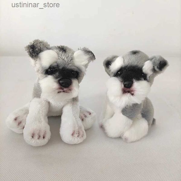 Animais de pelúcia de pelúcia 20 cm 8 polegadas fofas pequenas filhotes Schnauzezer Real Life Plush Simulation Dog de pelúcia