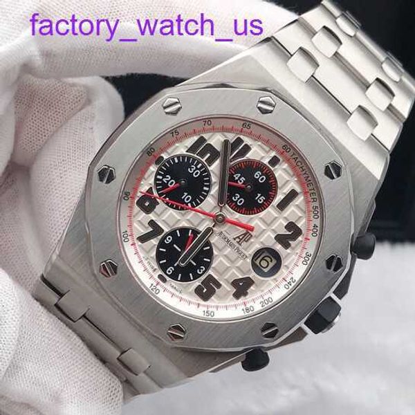 Ikonische AP -Armbanduhr Royal Oak Offshore Precision Stahl 26170st Automatische mechanische mechanische rote Nadel Timing Anti -Magnetische weiße Plattenstahl -Stahlbandwache
