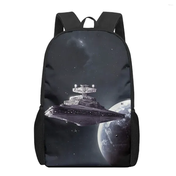 Schultaschen im Außenraum Raumschiff UFO -Druck für Jungen Mädchen Grundschüler Rucksäcke Kinderbeutel Satchel großer Kapazitätsrucksack