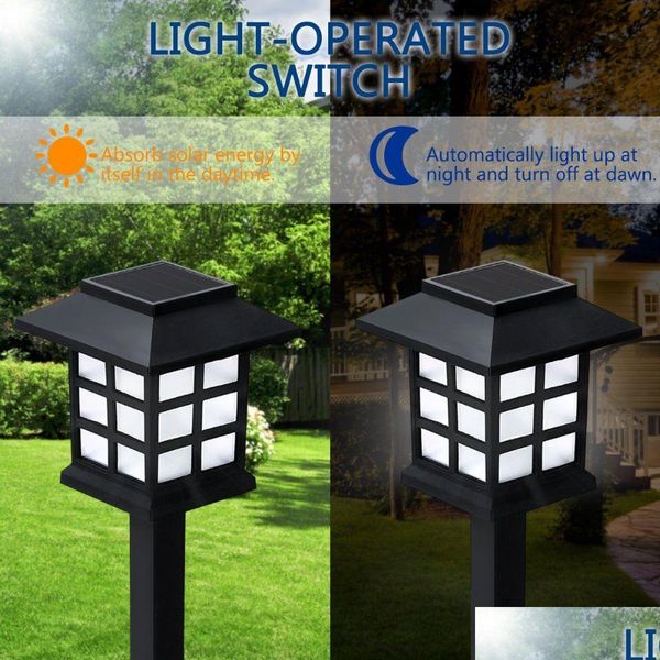 Solar Garden Lights Outdoor Energy betriebene LED -Lampe Lanter wasserdichte Landschaftsbeleuchtung Sonnenlicht PV -Panel für Pathway Patio Yard Law DHZK0