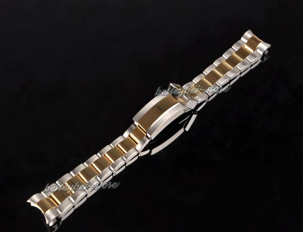 20 mm neue mittelgold polierte und gebürstete Edelstahl gebogene Ende Watch Bandgurt Armbänder für Oysterflex -Subarmband 1815591