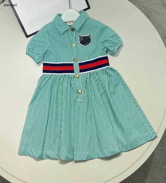 Girls di lusso Design Vertical Pattern Design Design Baby Gonna taglia 110-160 cm Designer Designer Abiti a maniche Short Maniche Abito Princess 24April