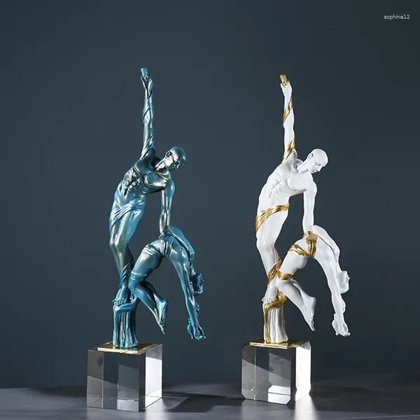 Dekorative Figuren abstrakte Kunstharz Gymnastik Charakterdekoration Kristall Basis Luxus Skulptur Handwerk nach Hause Geburtstag Geschenk