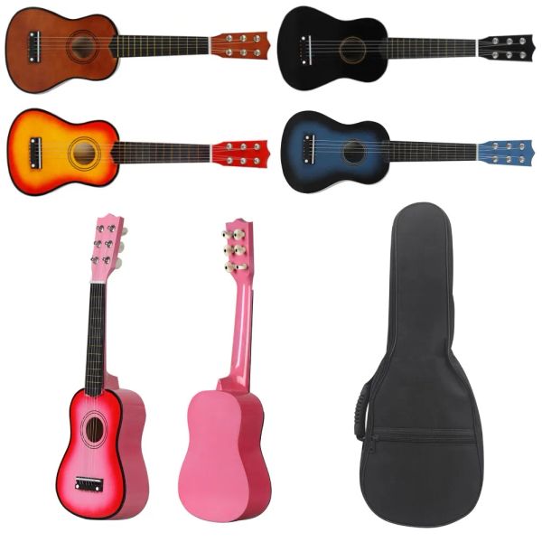 Chitarra da 21 pollici piccoli bassi acustica ukulele basswood 6 cordes hawaian chitar musical strumenti mini chitarra con picks gig borse tuner