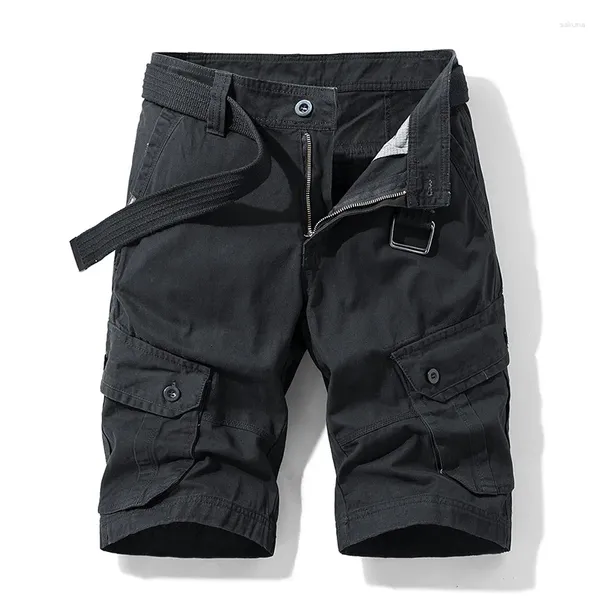 Calça masculina shorts de verão masculino joggers homens casuais bolsos de perna curta e reta quinto