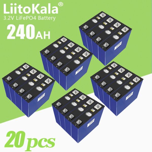 20pcs liitokala 3.2v LifePO4 PRISMATIC CELL 3,2V 240A AH BATTERE ION RICARICABILE 4S 12V 24V 48V per batteria solare con yacht