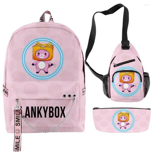 Backpack novidade Harajuku Funny Box 3pcs/set 3D Imprimir Oxford Waterper impermeável notebook Multifuncional Mochilas Backpacks Caixa de lápis