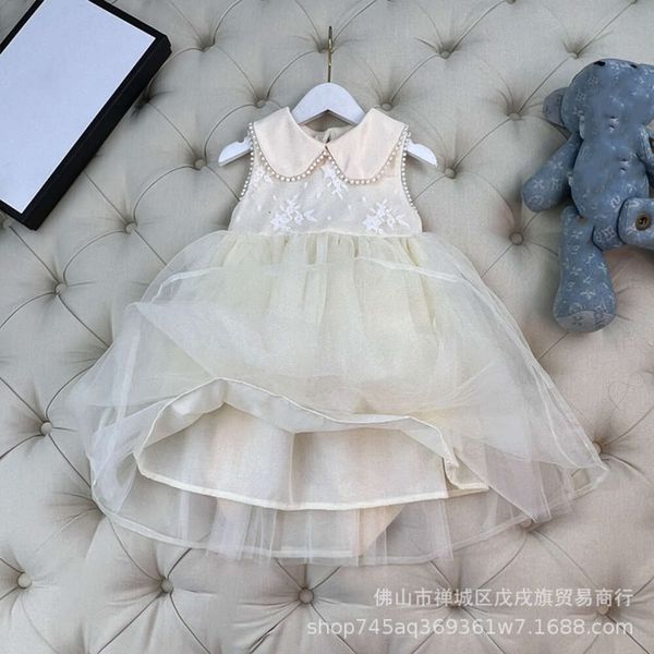 Vestido de malha de pescoço de boneca de menina de menina