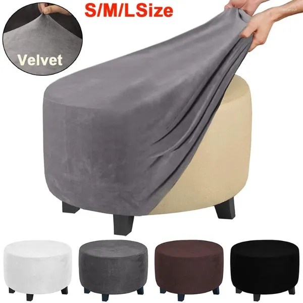 Stuhlabdeckungen Abdeckungen Samt Aufbewahrung Ottoman Slipcover Rundes Fußschemel -Sofa Slip Footrest Protector Liegestrecke Stretchpouffe