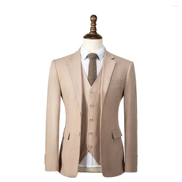 Ternos masculinos Men masculino Terno de champanhe Blazer calças de lapela de lapela