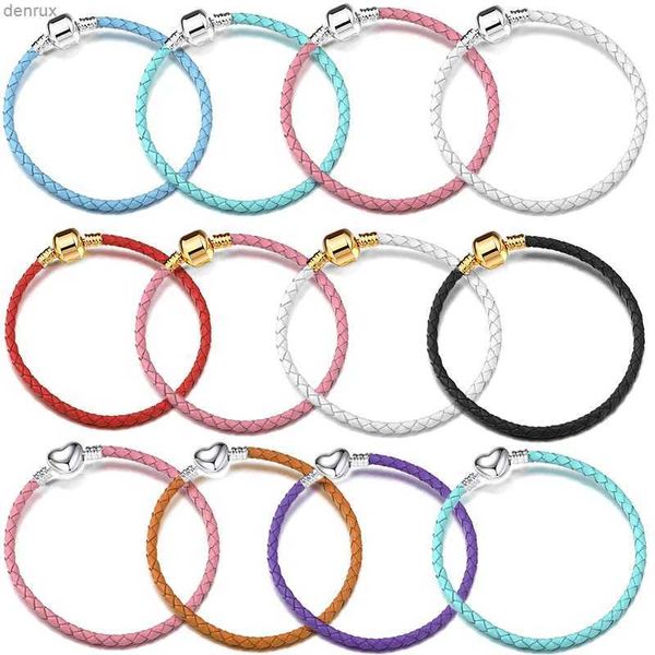 Altri bracciali Braccialette originale in pelle Bracciale al sicuro perle da chiusura a cuore Bracceli braccialetti per donne uomini Girls Gioielli fai -da -te Makingl240415