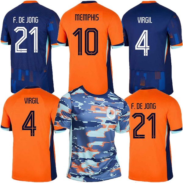 24 Paesi Bassi 2024 25 Memphis Soccer Jersey Holland Jong Virgil Ake Klaassen XXXL 4XL DE LIGT UOMINI KIT KIT DUTCH PRECATTO ALL'ALCINAZIONE DELLA MASHIT