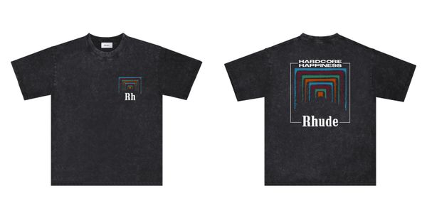 Rhude t Shirts Erkek Tasarımcı Gömlek Kadınlar Modaya Rhude Marka Şortları Moda Giysileri Kapı Yıkama Eski Kısa Kollu Baskılı Desen T-Shirt 187