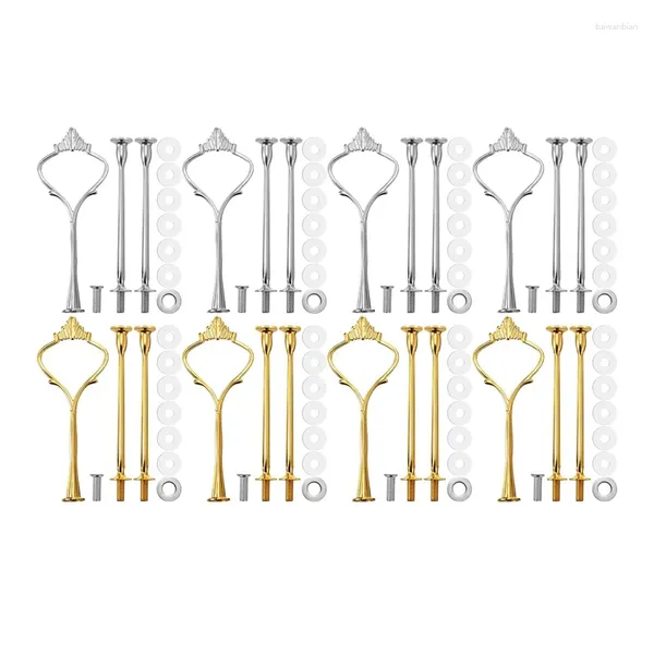 Moldes de cozimento 24 conjuntos de 3 camadas Crown Bolo Stand Stand Achars Hardware Gadgets de cozinha para casamento e festa - Silvergolden