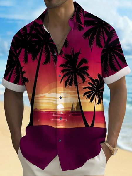 Camicia stampato in 3D hawaiani da uomo a maniche corte per uomo a maniche corte per uomo a manicotto per maniche per maniche corte per le camicie da spiaggia di moda 240415