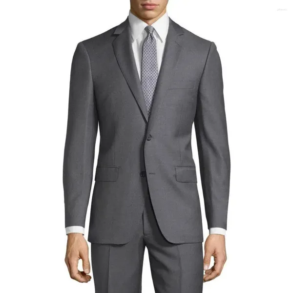 Abiti da uomo maschi grigio scuro eleganti uomini single a petto a 2 bottone a tacca set set da sera pantaloni per pezzi pantaloni slim fit blazer