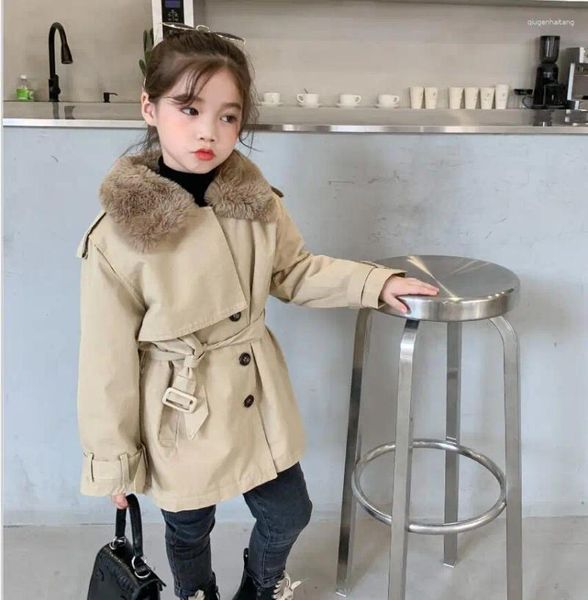 Giù per le ragazze inverno giacche di pelliccia inverno a vento trench lunghi 3 3 4 5 6 7 anni, bambini in pile calda con cappuccio autunno