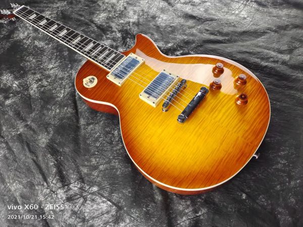 Cabos de alta qualidade guitarra elétrica mogno honey tiger padrão em estoque frete grátis