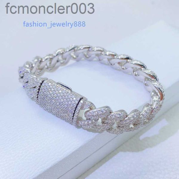 Nuovo braccialetti a catena di moda Diamond Passato Test 12mm 6/7/8inch S925 Sterling Silver Moissanite Miami Cuban Bracciale Links per uomini donne belle regalo Sqz6