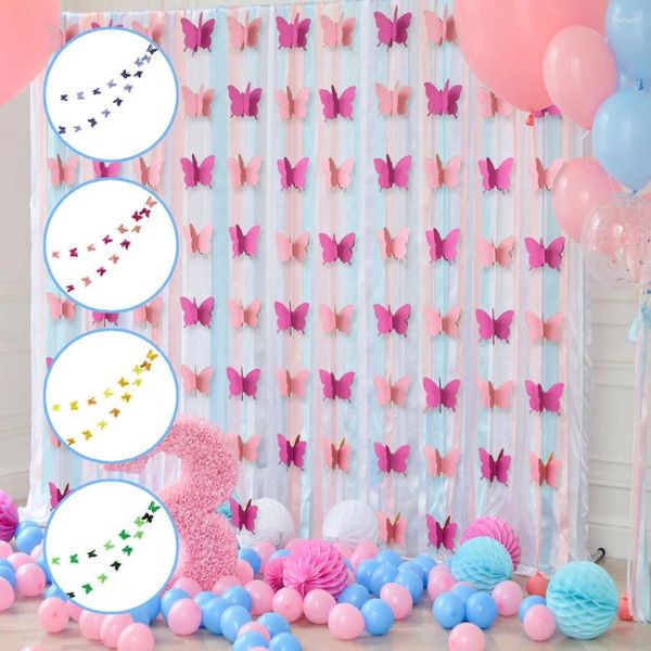 Decoração de festa 3m/lote 3d Butterfly Garland Banner para casamento de aniversário de aniversário de chá de bebê artesanato decoração de parede para casa