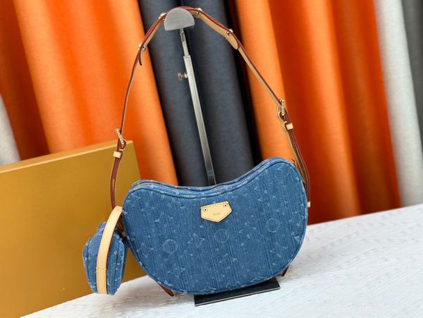 Bolsa de designer famosa Bolsa de jeans vintage Mulheres Cruz Bolsas de luxo Bolsas de ombro de bobo Bolsas de ombro de jeans azuis Bolsas de ombro ajustáveis