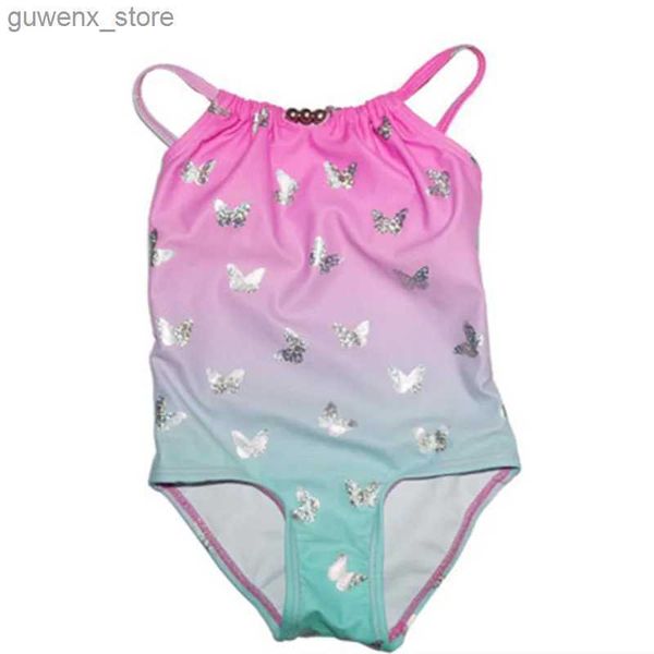 One-Pieces Schwimmanzug für Kinder Kleinkind Girls Badebekleidung süßer Schmetterlingsdrucken Baby Badeanzug ein Stück Badeanzug für Kinder 2-8 Y240412