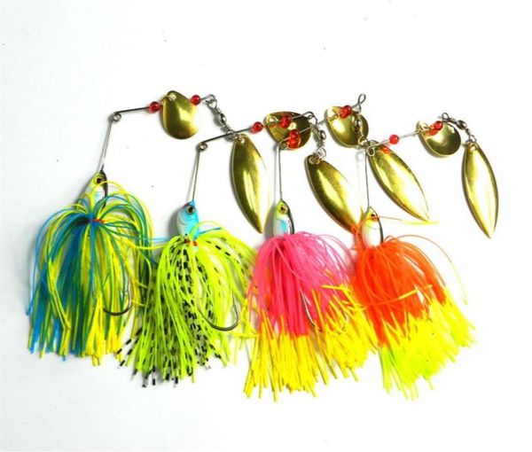 Hengjia 4pcs Fishing Lure Spinnerbait Buzzbait с юбкой перьев 19 5G 0 688oz пресноводная вода мелководье мелководье окуня для судака Crappie Min3152136