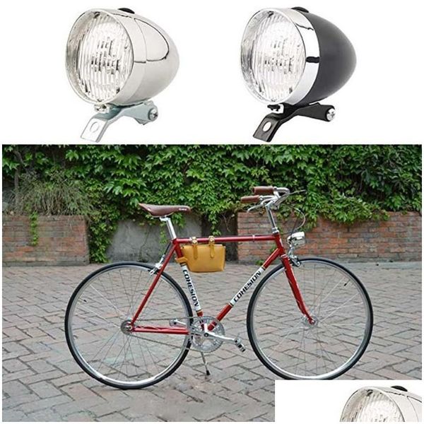 Luci di bici Durevole Metal Cromo in metallo Cromo retrò nebbia anteriore Lampada Lampada per ciclismo Accessori per caduta di consegna sport all'aperto outhois dhois