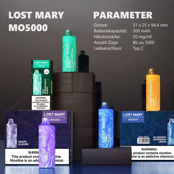 Потерянная Мэри Мо5000 Одноразовые вейп -премиум -ароматы до 5000 склада в США, быстрая доставка E -Cigs, E Сигарета