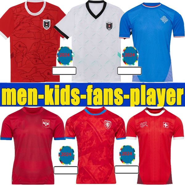 Novo Camisas de futebol da República Tcheca Home Away 24 25 Austria Austria azul branco 2024 2025 Islândia Camisas de futebol esportivo Sportswear sérbia camisola de futebol