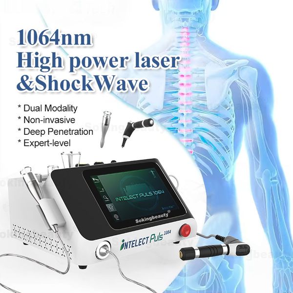 Uso clinico portatile1064nm 12 w Laser freddo ad alta potenza e 10bar Extracorporeal Extracorpoe Radiale Shock Fisioterapia Strumento per il trattamento del trattamento Dispositivo di rilassamento