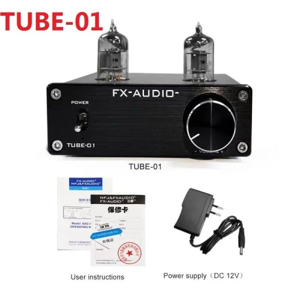 Amplificatore 2020 FXAUDIO Tube01 (6J1) Tube03 (6K4) HIFI 2.0 Torta di sintonizzazione portatile Pre amplificatore DAC Decodificatore audio digitale DC12V/1A Adattatore