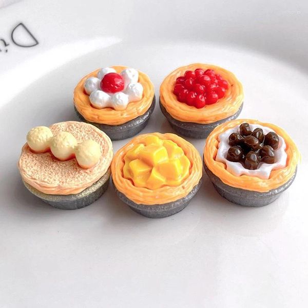 Dekorative Blumen 10pcs Mini Simulation Obst Eier Torte gefälschte Lebensmittel Ornamente Desktop Dekor blockieren Scrapbooking Verzierung Kind Geschenk DIY