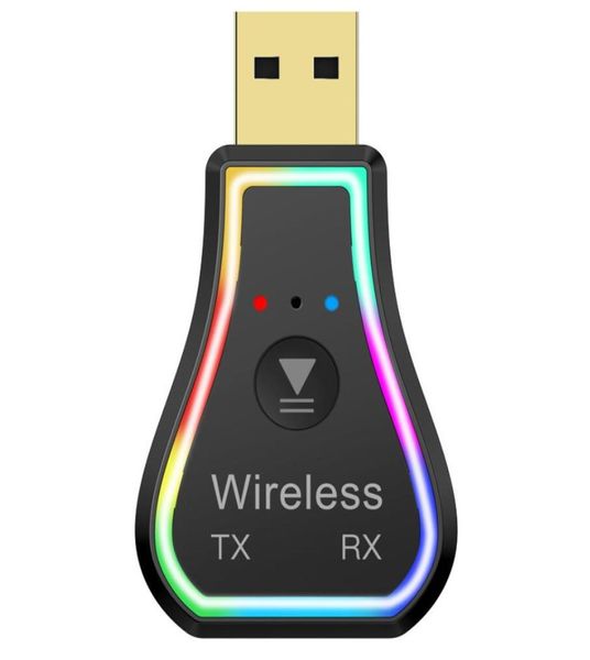 Ambient Light USB Bluetooth 50 Senderempfänger 35mm Aux Stereo Music Wireless Adapter für PC -TV -Kopfhörer CAR5159249