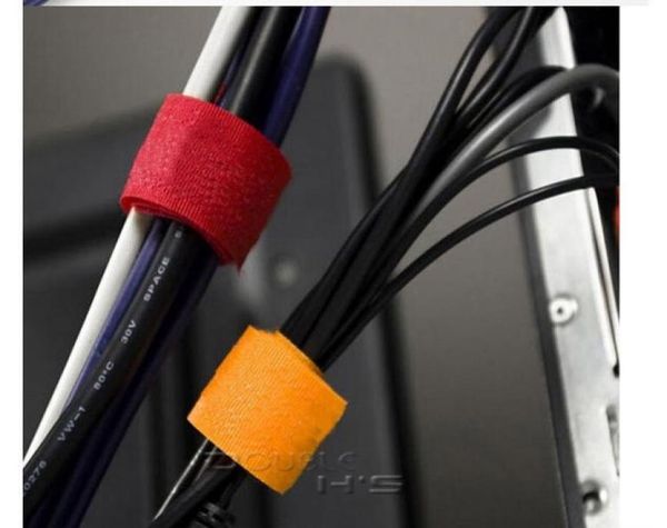 100pcslot Красочные многоразовые нейлоновые магические петлевые петли кабельной шнурные галстуки аккуратные ремешки организуют new4635306