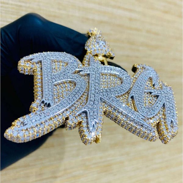 Nuovo gioielli hip hop oro bling vvs smerald moissanite grande ciondolo lettera personalizzato 3d