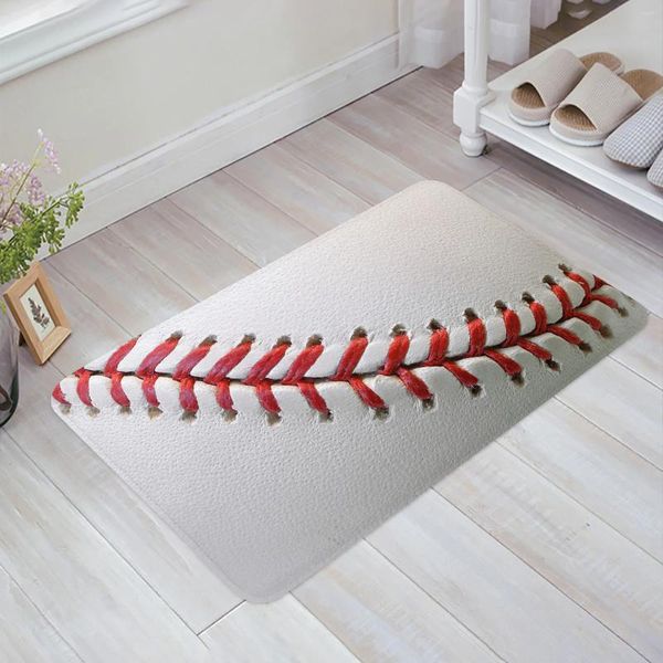 Teppiche Sport Baseball Textur Rot weiße Küchenmatte Wohnzimmer Dekor Teppich Home Flur Flur Eingangs Fußmatte Anti Slip Teppich