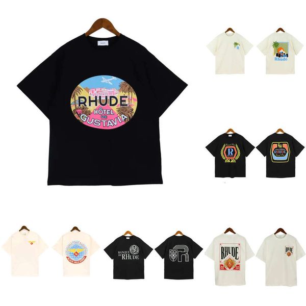 Rhude Luxury Brand Rhude Shirt Shorts Hot Men's Shorts Men Shirt Women Shorts Stampa S M L XL Street Cotton Fashion Youth Mens Tshirts ts ts