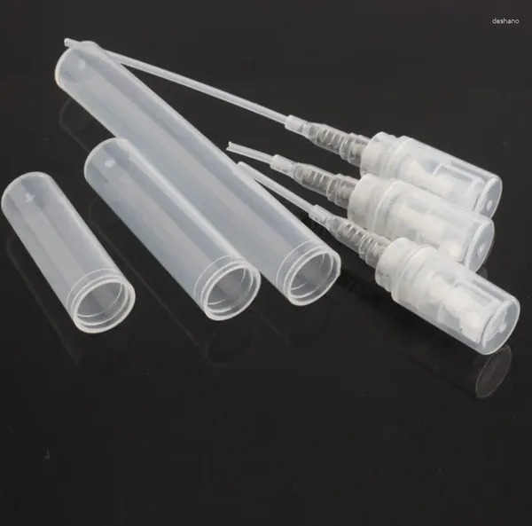Garrafas de armazenamento 100pcs 2ml Promoção de plástico mini perfume garrafa de amostra de amostra de amostra de contêineres de cosméticos bomba de pulverizador