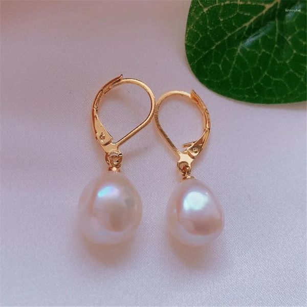 Dangle Ohrringe riesige natürliche ehite Barock Perle 18 kgp Platin Kinder Hochzeit Männer formale Ohrmanschette Silber Minimalist Party