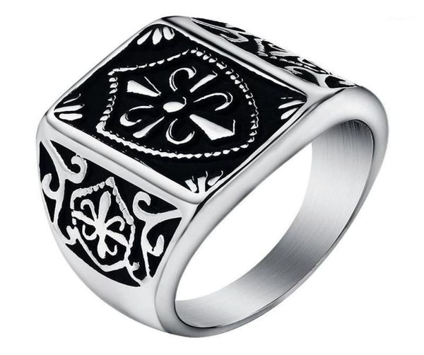 Модный золотой цвет Fleur de Lis Shield Ring Кольцо мужское серебряное крест-кольцо из нержавеющей стали байкерские ювелирные изделия размером 7-1419995186