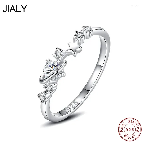 Cluster Ringe Jly feiner europäischer CZ Star Erde Solid S925 Sterling Silber Ring für Frauen Geburtstagsfeier Hochzeit Geschenk Schmuck Schmuck