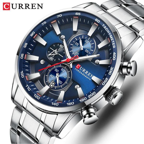 Orologi per uomini Top Top Luxury Brand Curren Quartz Mens Watch Sport Waterproof Orounds Chronograph Data Relogio Masculino 240409