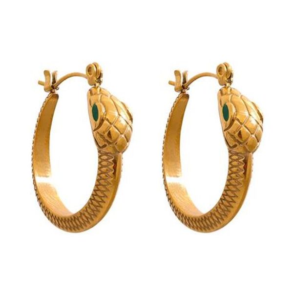 Orecchini a cerchio di serpente in acciaio inossidabile per donne color oro impermeabile moda squisita regalo di gioielli classici vintage