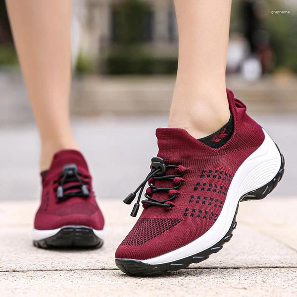 Scarpe da fitness di grandi dimensioni da donna calzini da donna casual intrecciato in pizzo con sneaker sneaker traspirante con sneaker da ginnastica