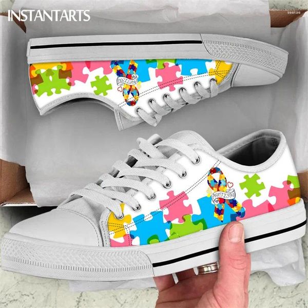 Casual Shoes Autism Awareness Cancer Ribbon Design Damen-Leinwand flache Sommer Komfort Low Top 2024 Schnürhalter flaches Mesh Tennis