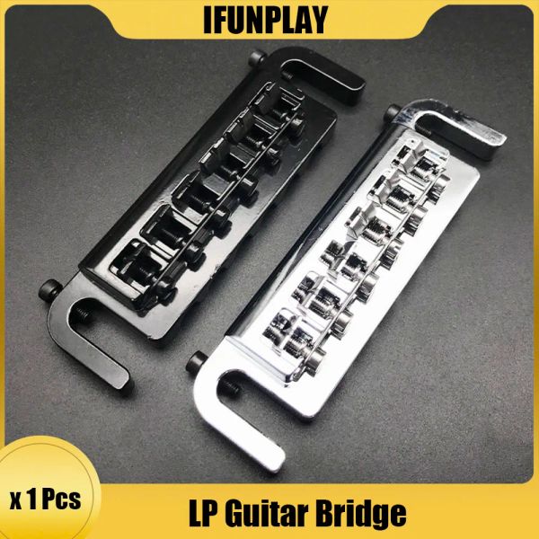 Ponte envolvente de liga de zinco de alta qualidade de guitarra para LP Elétrica Combin Bridge Tailpient para guitarra elétrica cromo preto