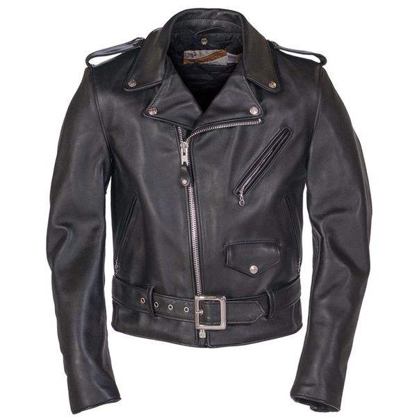 Herren Kuhlädenschichten Schott klassische Kabel-Zentrale echte Leder-Motorradjacke